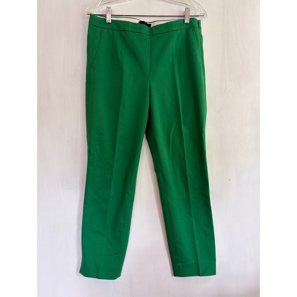 J.Crew Martie Slim Fit Green Cotton Blend Side Zip Pants B8521 Womens Size 8